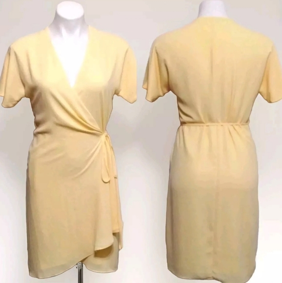 Aritzia Babaton Wallace Small Chiffon Wrap Dress Tie Sides Elegant Formal Chic - Picture 1 of 17